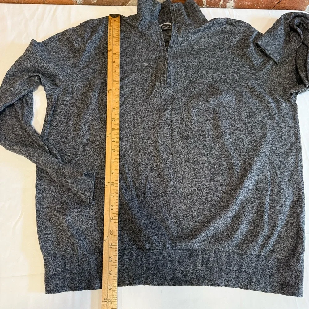 Banana Republic Cashmere Cotton Blend Men's Gray‎ Half-Zip Sweater